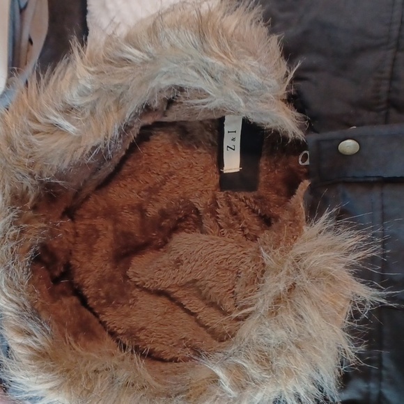 Z&I Womans‎ Black Out Door Brown Fur lined Jacket Coat Hooded  Packable S - Picture 9 of 11